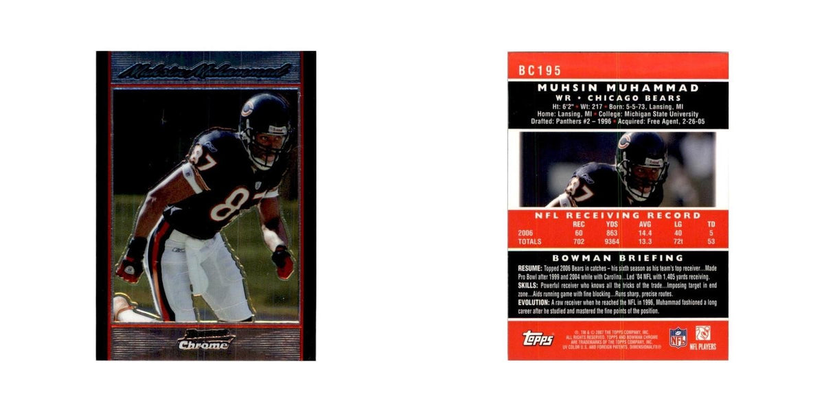 2007 Bowman Chrome Muhsin Muhammad Football Cards #BC195