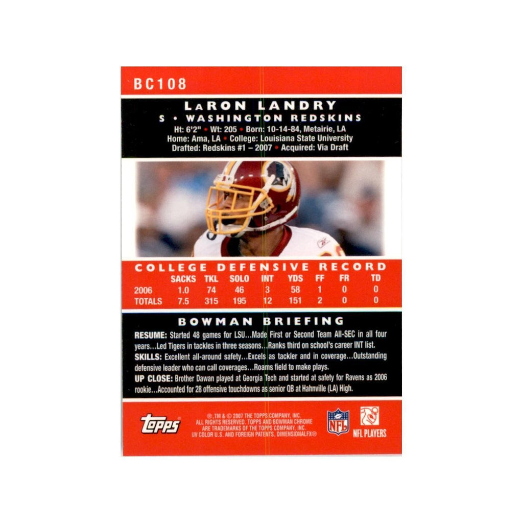 2007 Bowman Chrome Laron Landry Football Cards #BC108
