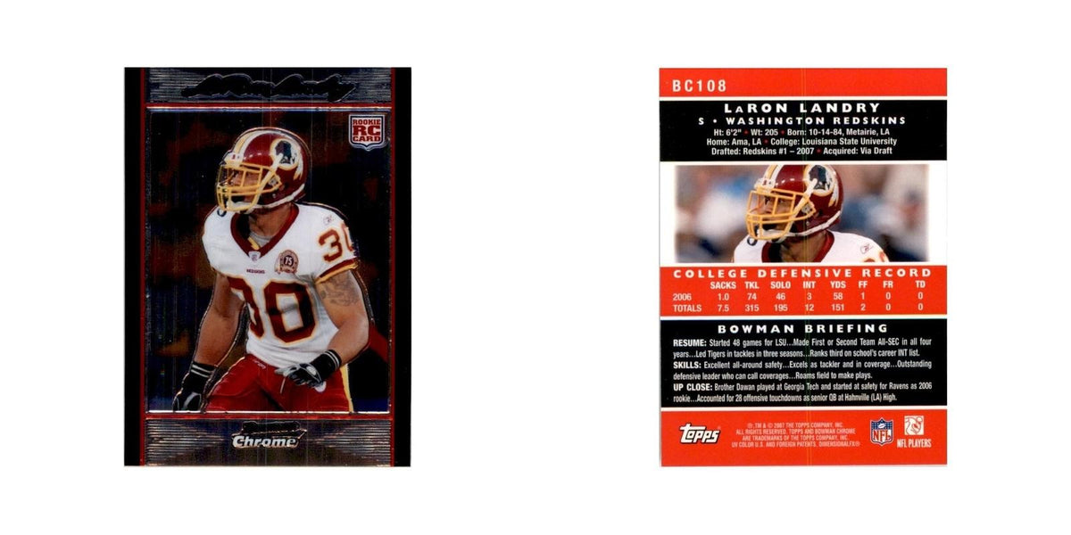 2007 Bowman Chrome Laron Landry Football Cards #BC108
