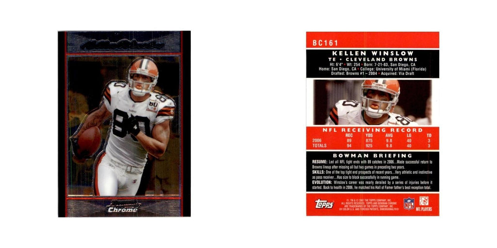 2007 Bowman Chrome Kellen Winslow Football Cards #BC161