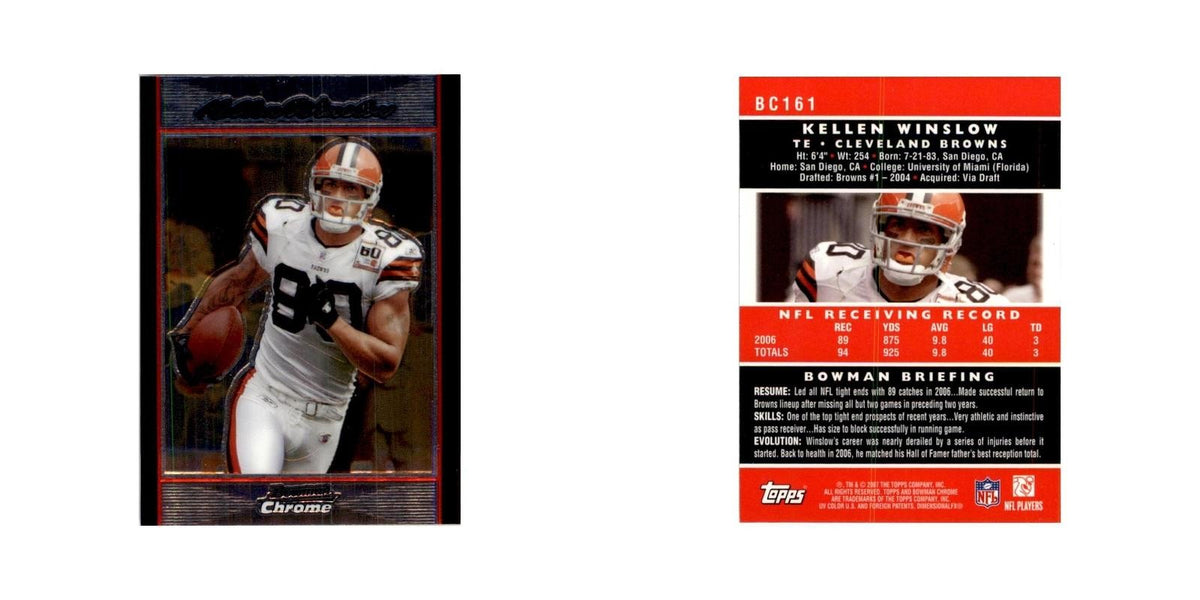 2007 Bowman Chrome Kellen Winslow Football Cards #BC161