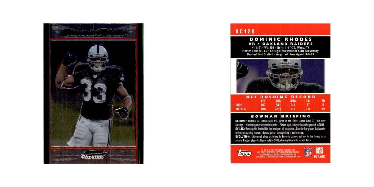 2007 Bowman Chrome Dominic Rhodes Football Cards #BC128