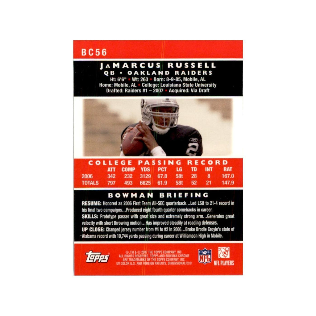 2007 Bowman Chrome JaMarcus Russell Football Cards #BC56