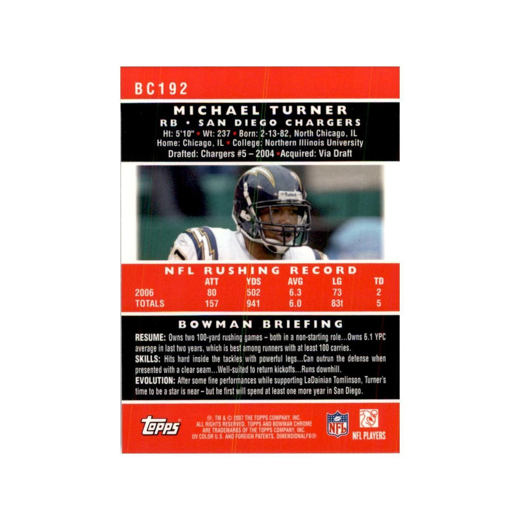 2007 Bowman Chrome Michael Turner Football Cards #BC192