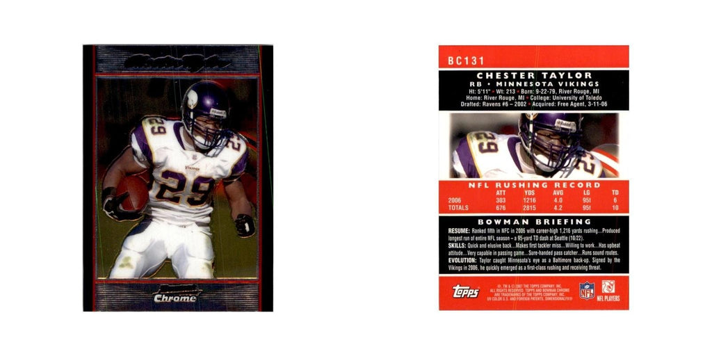 2007 Bowman Chrome Chester Taylor Football Cards #BC131