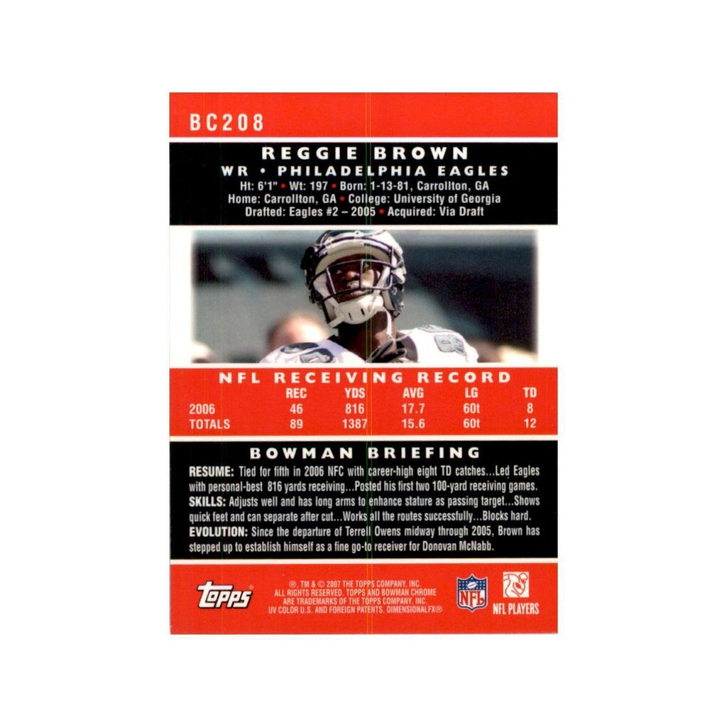 2007 Bowman Chrome Reggie Brown Football Cards #BC208