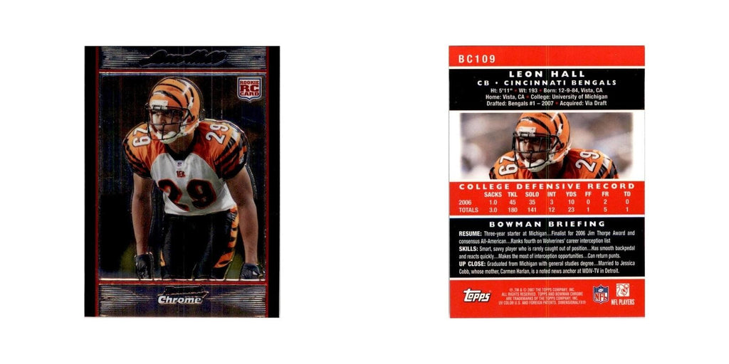 2007 Bowman Chrome Leon Hall Football Cards #BC109