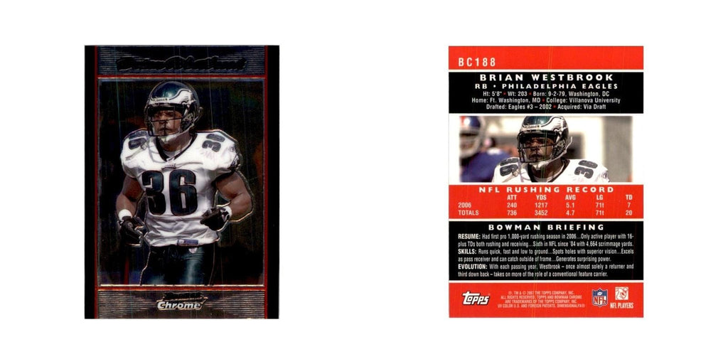 2007 Bowman Chrome Brian Westbrook Football Cards #BC188