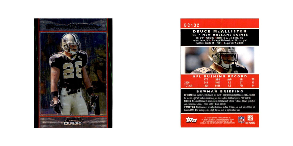 2007 Bowman Chrome Deuce McAllister Football Cards #BC132