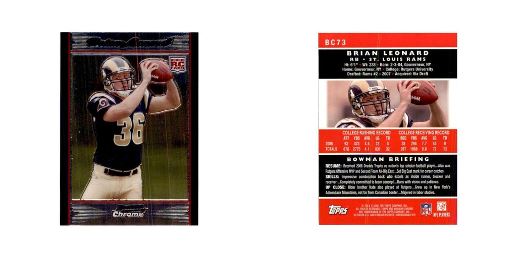 2007 Bowman Chrome Brian Leonard Football Cards #BC73