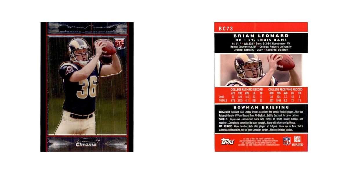 2007 Bowman Chrome Brian Leonard Football Cards #BC73