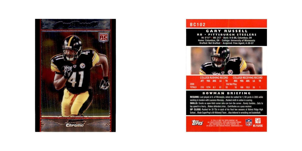 2007 Bowman Chrome Gary Russell Football Cards #BC102