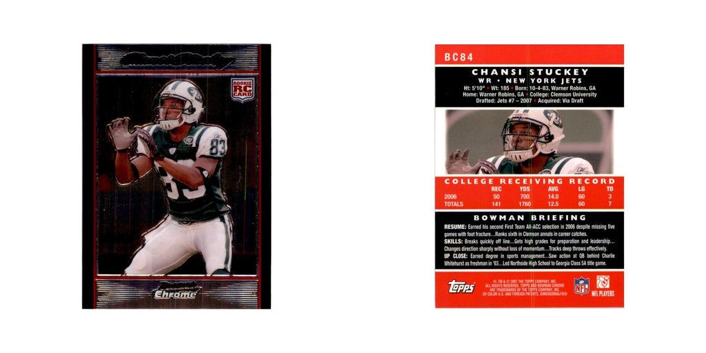 2007 Bowman Chrome Chansi Stuckey Football Cards #BC84