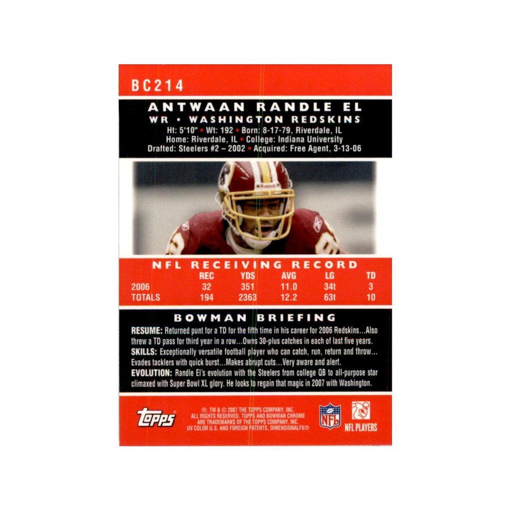2007 Bowman Chrome Antwaan Randle El Football Cards #BC214