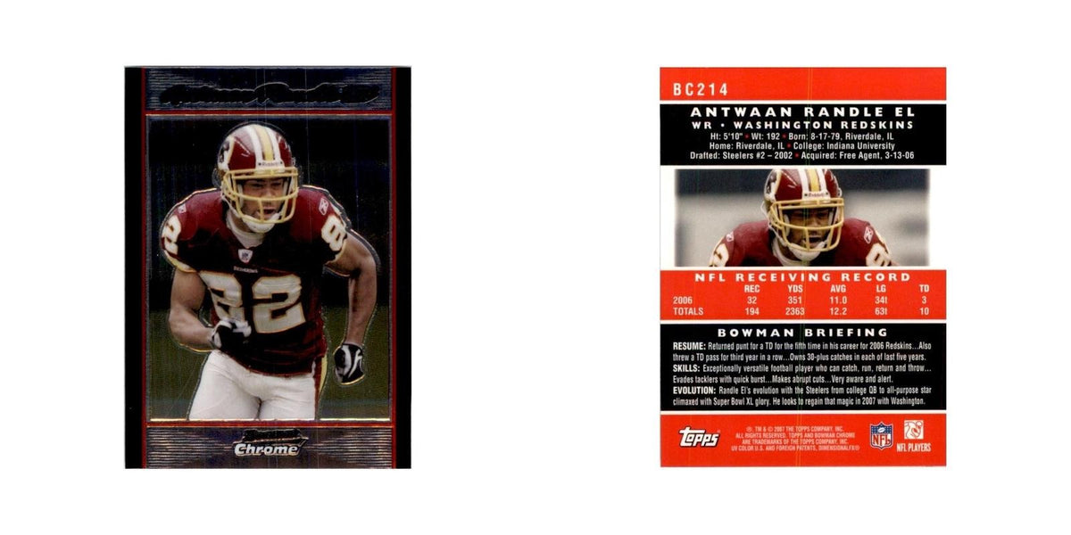 2007 Bowman Chrome Antwaan Randle El Football Cards #BC214