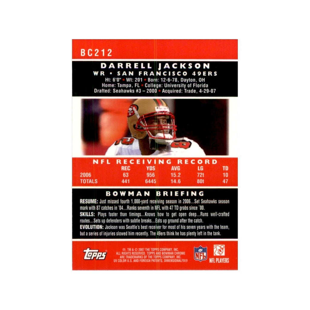 2007 Bowman Chrome Darrell Jackson Football Cards #BC212