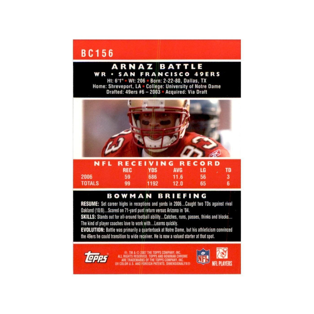2007 Bowman Chrome Arnaz Battle Football Cards #BC156