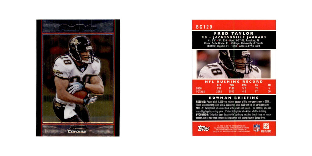 2007 Bowman Chrome Fred Taylor Football Cards #BC129
