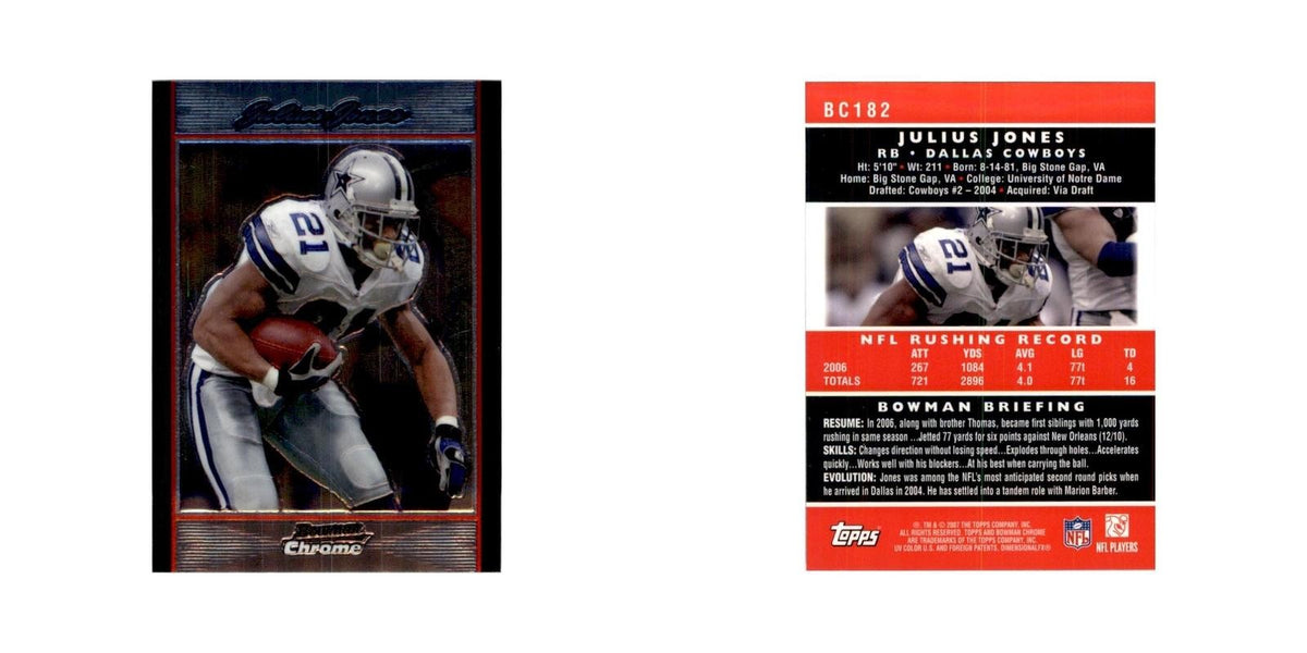 2007 Bowman Chrome Julius Jones Football Cards #BC182