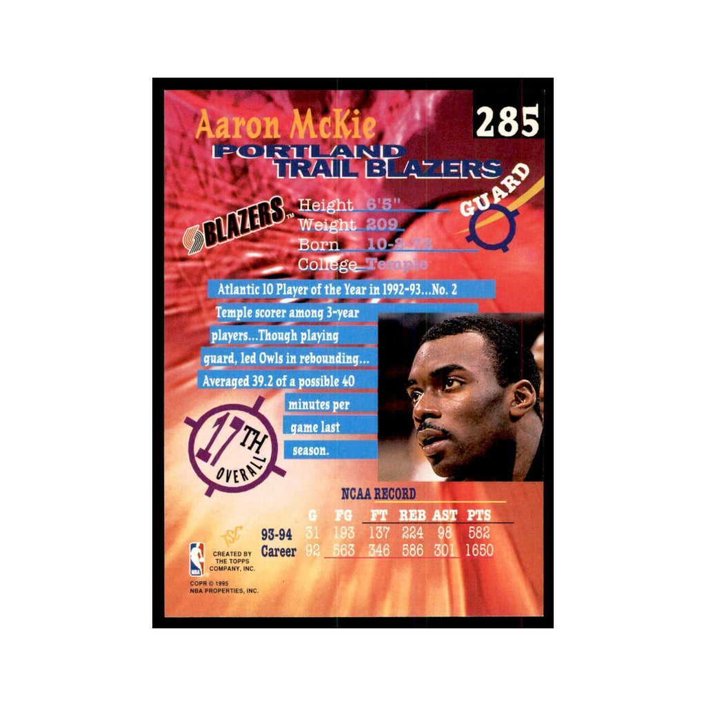 1994 Stadium Club Aaron McKie Basketball Cards #285