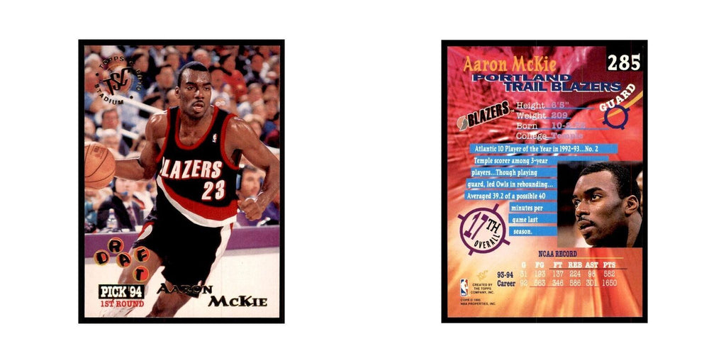 1994 Stadium Club Aaron McKie Basketball Cards #285