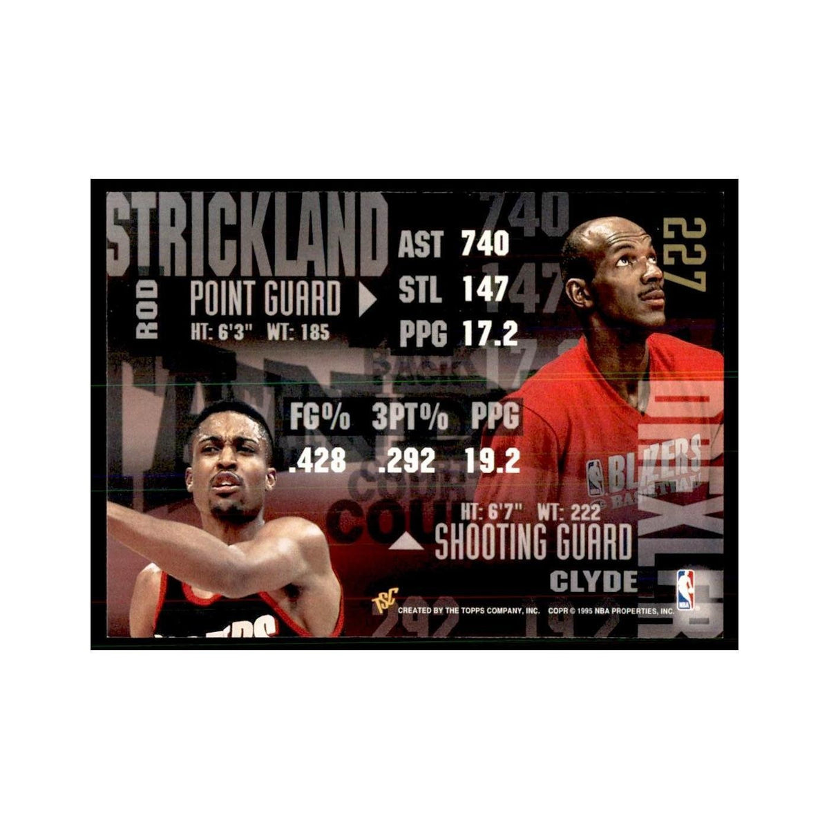 1994 Stadium Club Clyde Drexler/rod Strickland Basketball Cards #227
