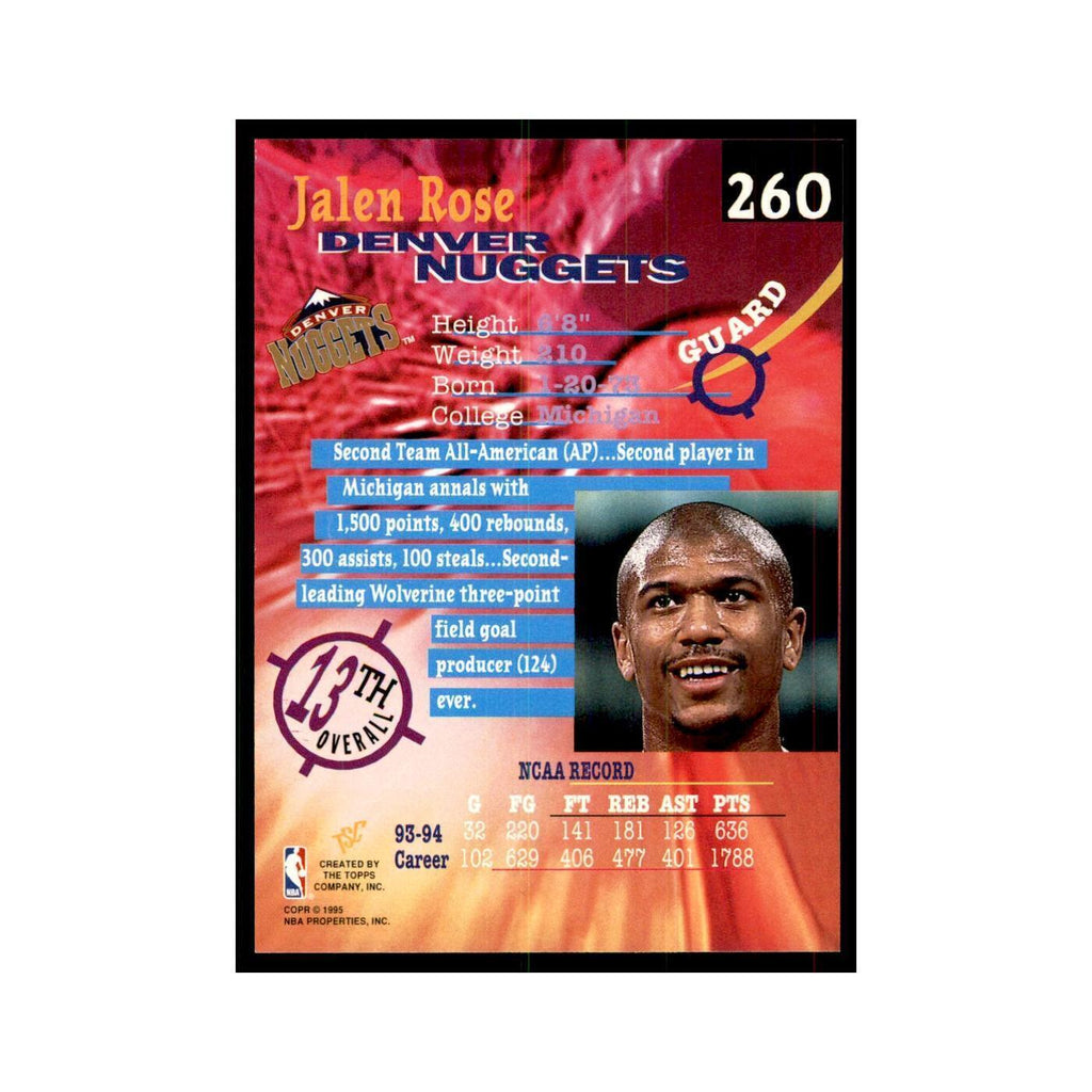 1994 Stadium Club Jalen Rose Basketball Cards #260