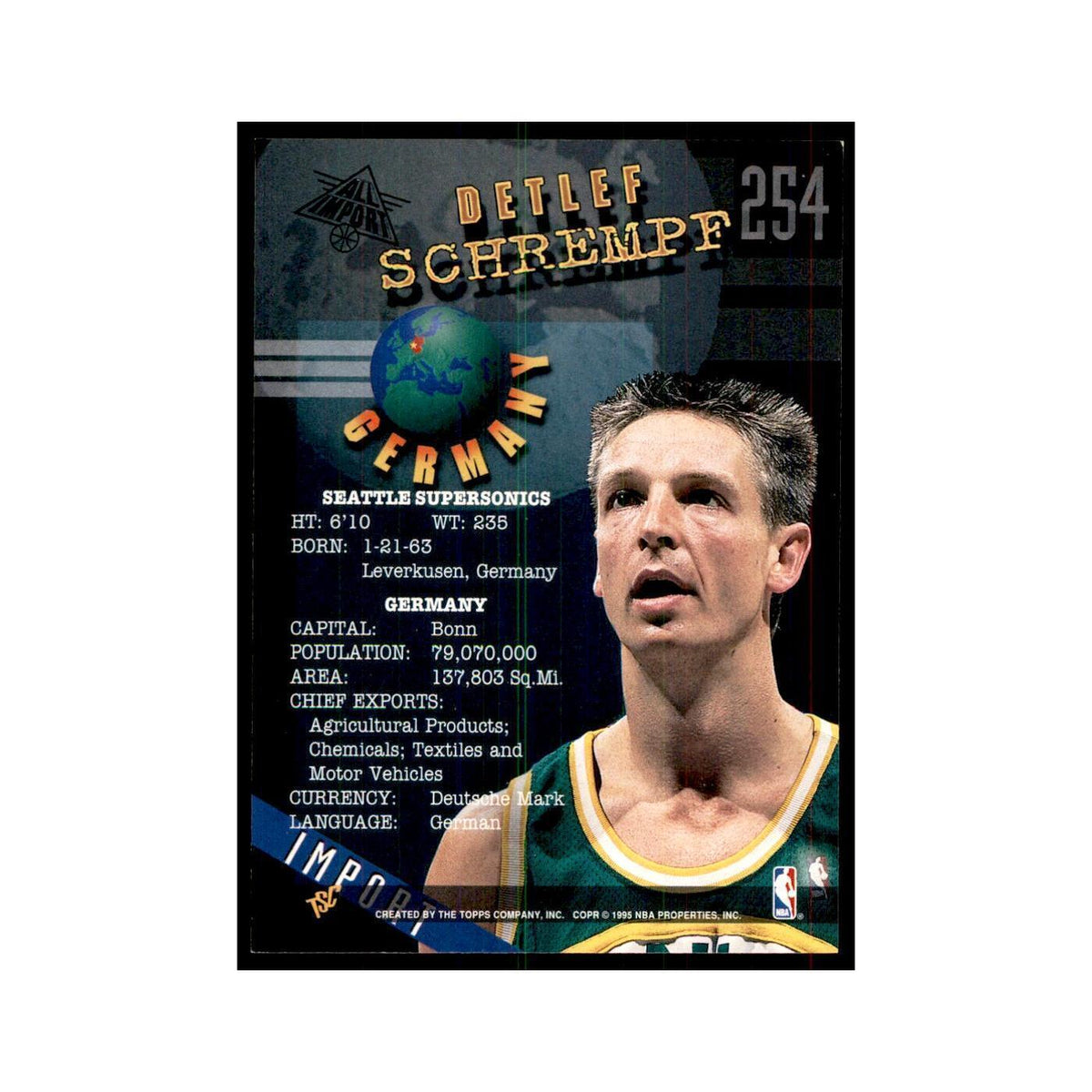 1994 Stadium Club Detlef Schrempf Basketball Cards #254