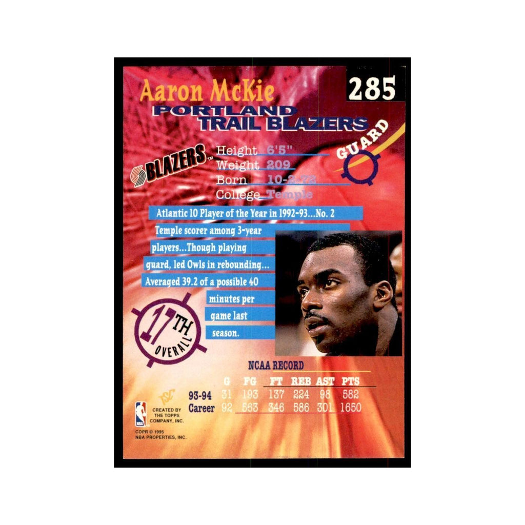 1994 Stadium Club Aaron McKie Basketball Cards #285