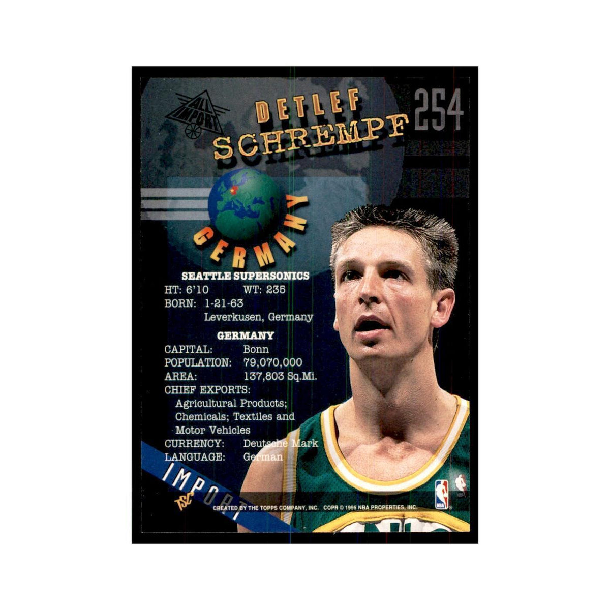 1994 Stadium Club Detlef Schrempf Basketball Cards #254
