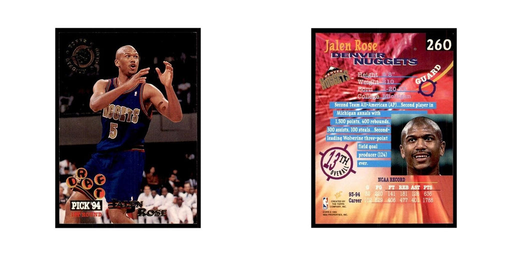 1994 Stadium Club Jalen Rose Basketball Cards #260
