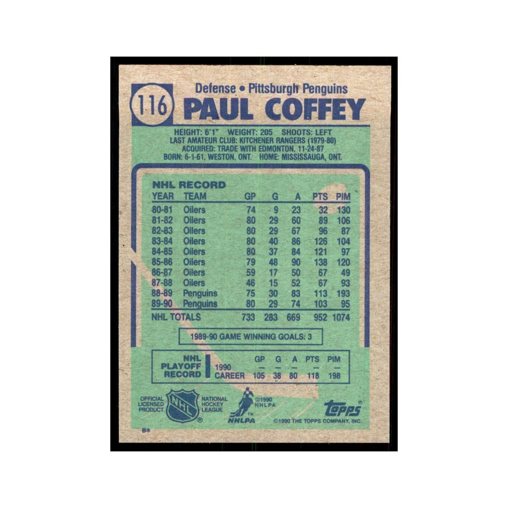 1990 Topps Paul Coffey Hockey Cards #116