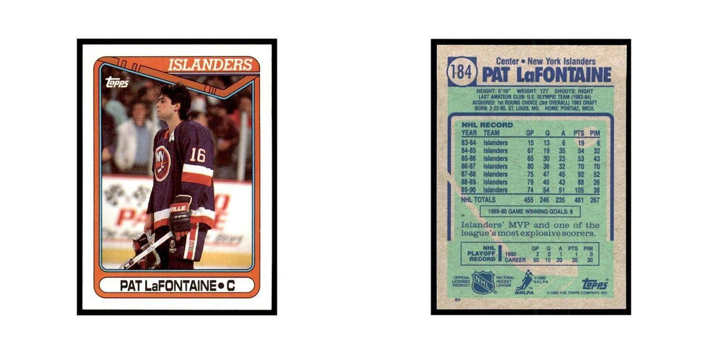 1990 Topps Pat LaFontaine Hockey Cards #184