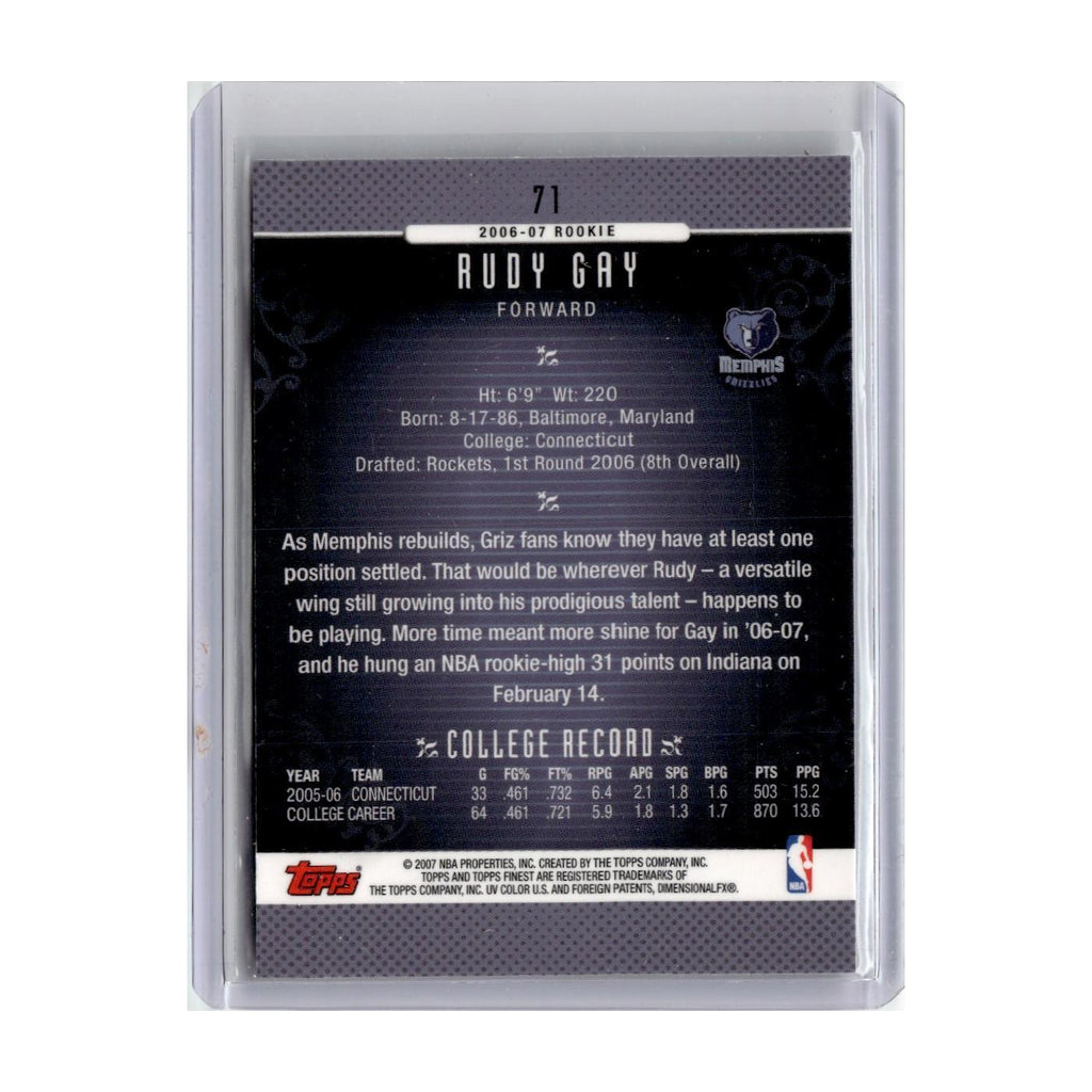 2006 Finest Rudy Gay RC Grizzlies #71