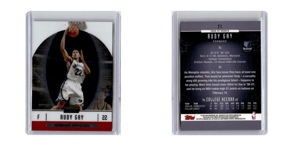 2006 Finest Rudy Gay RC Grizzlies #71