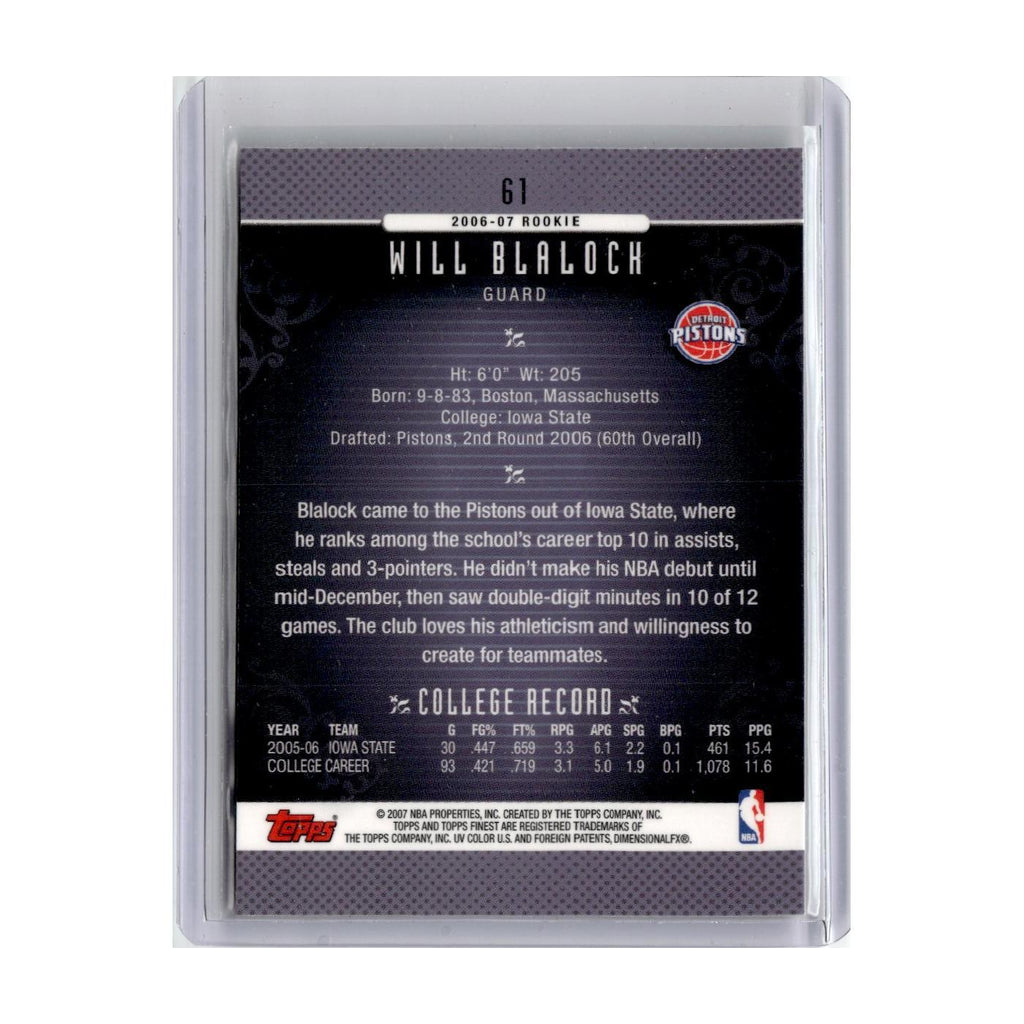 2006 Finest Will Blalock RC Pistons #61