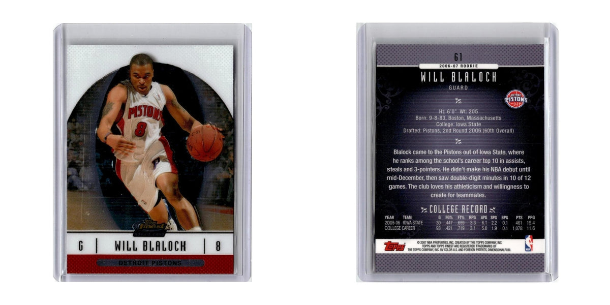 2006 Finest Will Blalock RC Pistons #61