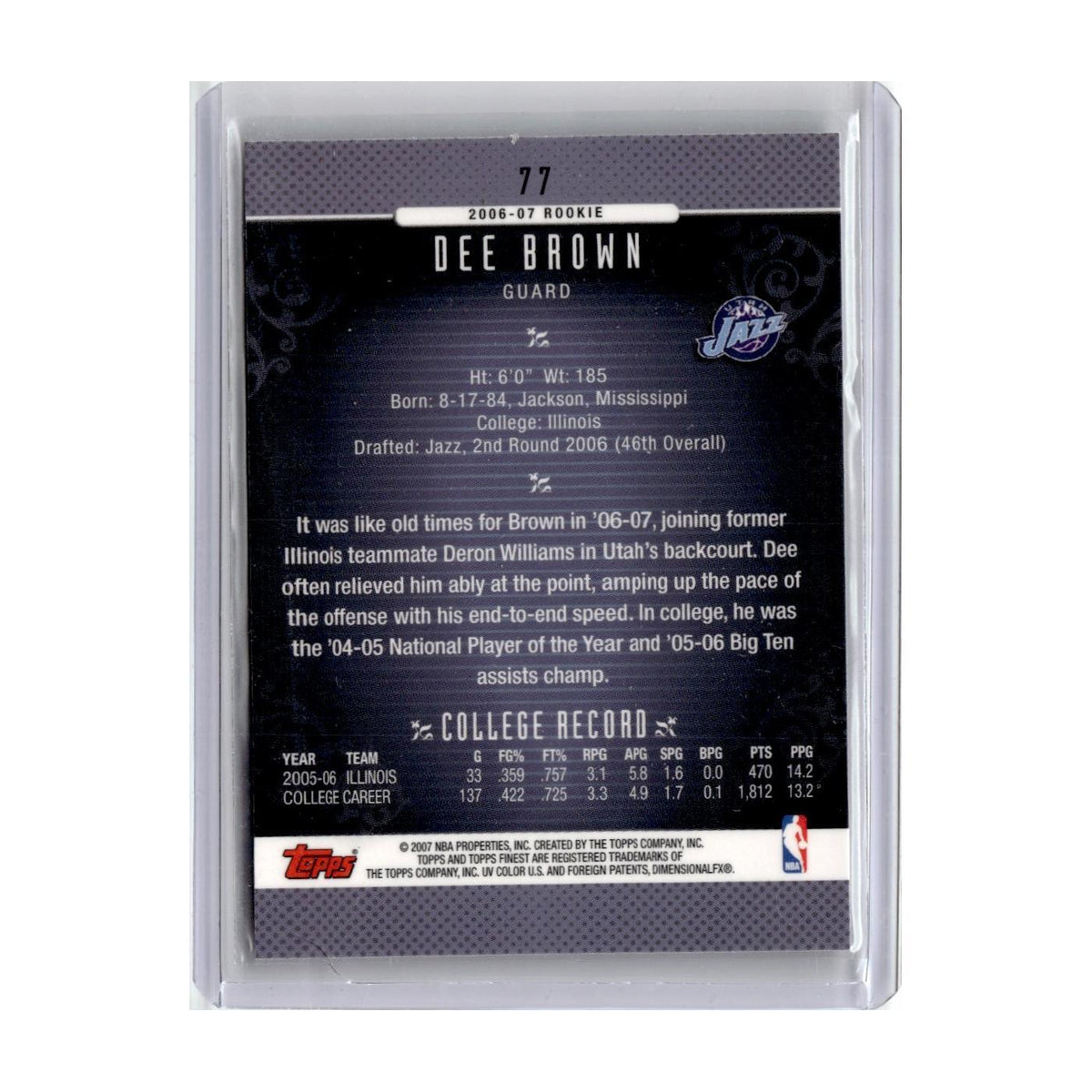 2006 Finest Dee Brown RC Jazz #77