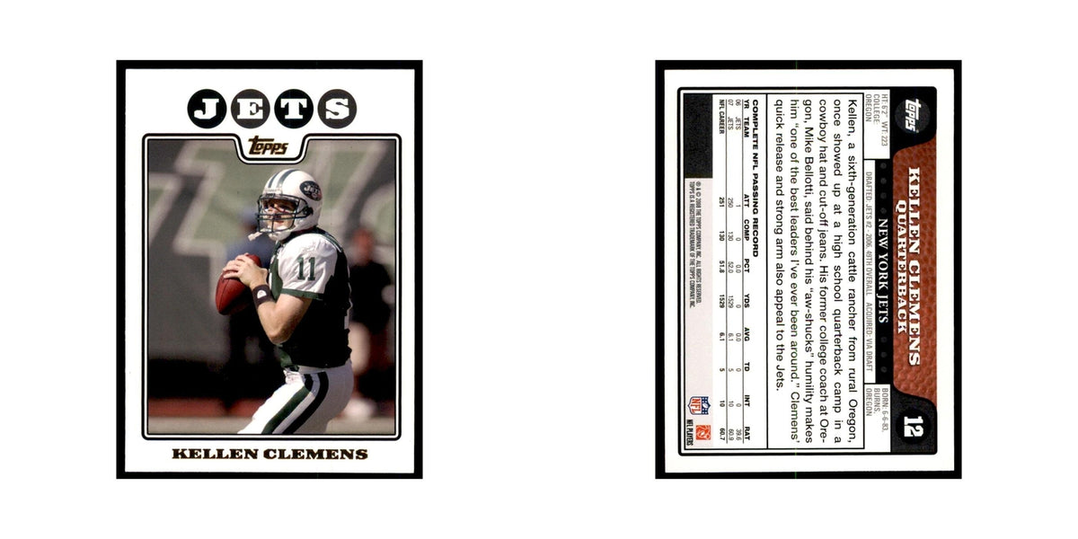 2008 Topps Kellen Clemens gold letters Jets #12