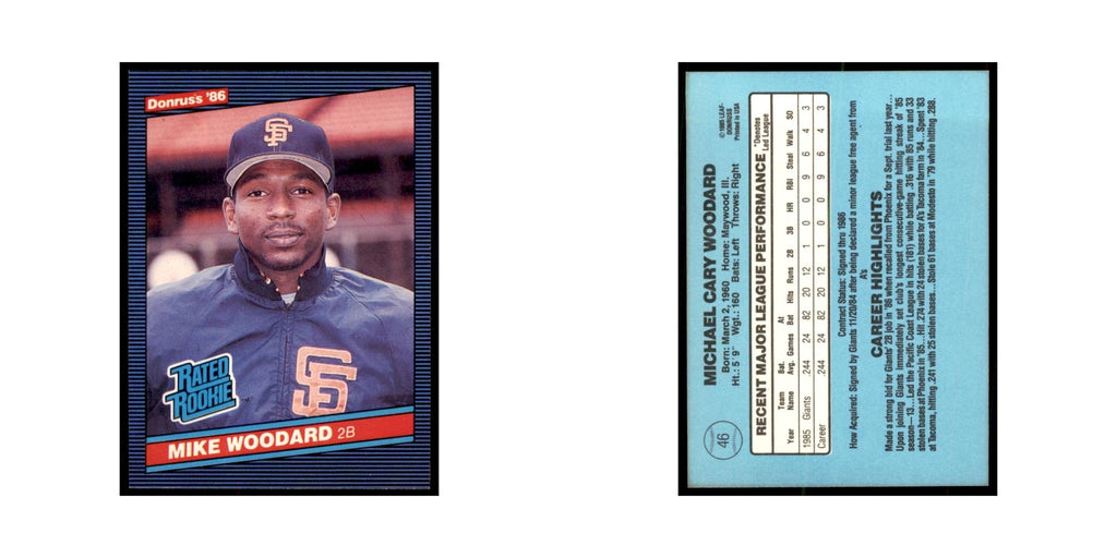 1986 Donruss Mike Woodard Baseball Cards #46