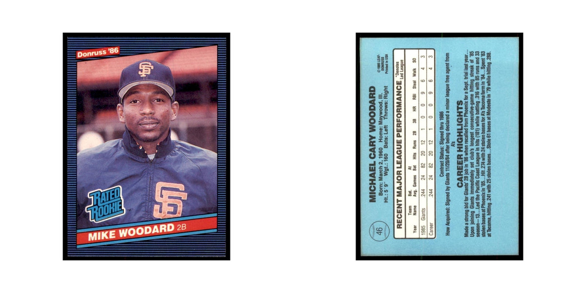 1986 Donruss Mike Woodard Baseball Cards #46