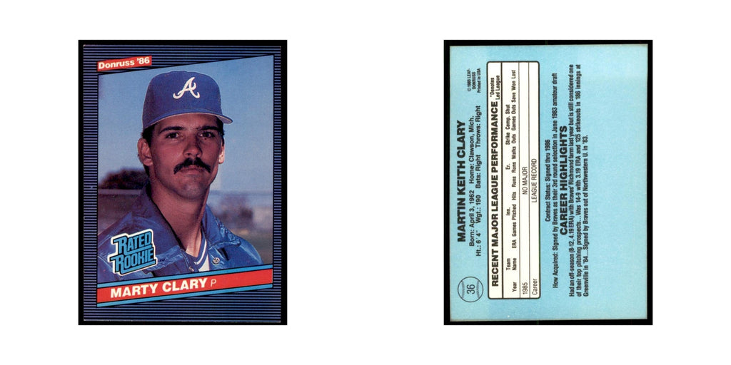 1986 Donruss Marty Clary RC Baseball Cards #36