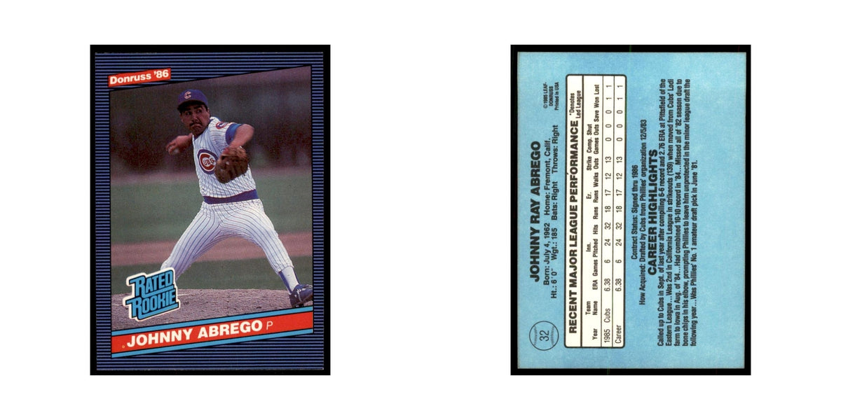 1986 Donruss Johnny Abrego RC Baseball Cards #32