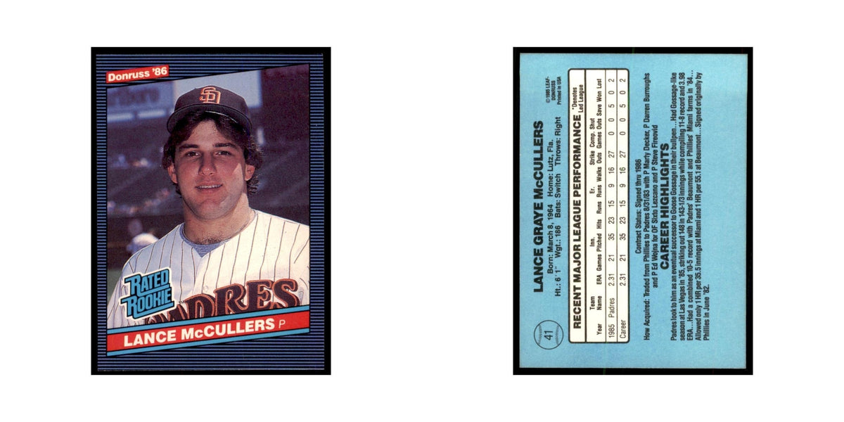 1986 Donruss Lance McCullers RC Baseball Cards #41
