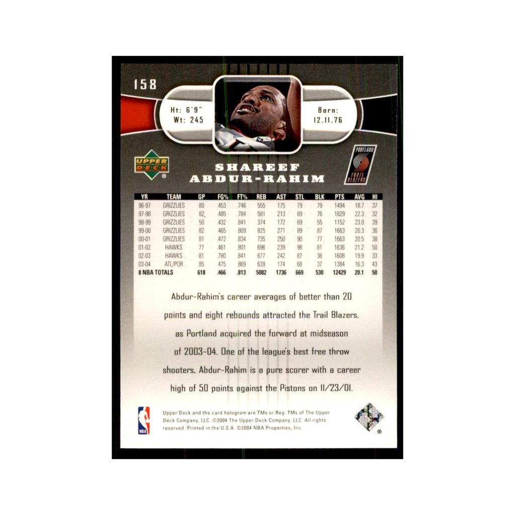 2004 Upper Deck Shareef Abdur-Rahim Blazers #158