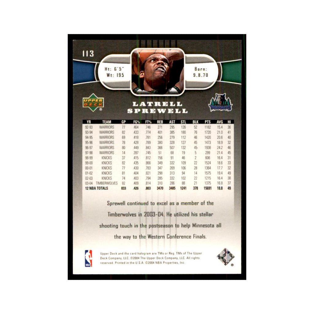 2004 Upper Deck Latrell Sprewell Timberwolves #113