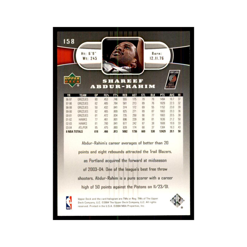 2004 Upper Deck Shareef Abdur-Rahim Blazers #158