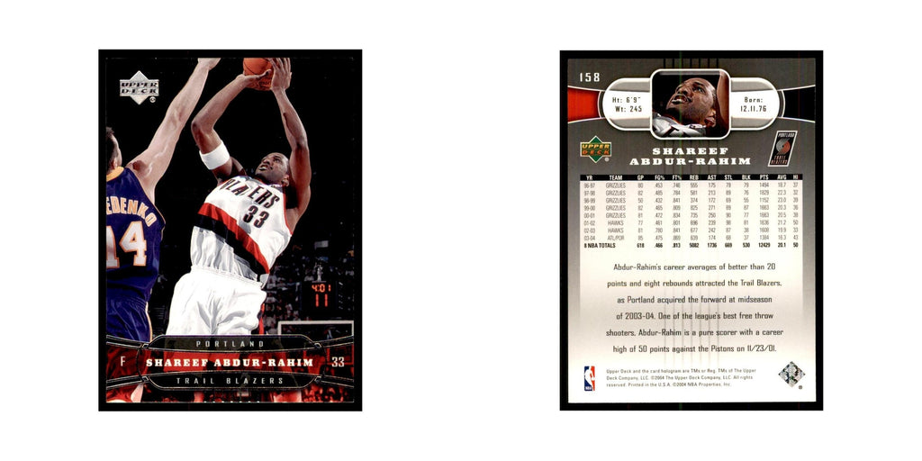 2004 Upper Deck Shareef Abdur-Rahim Blazers #158