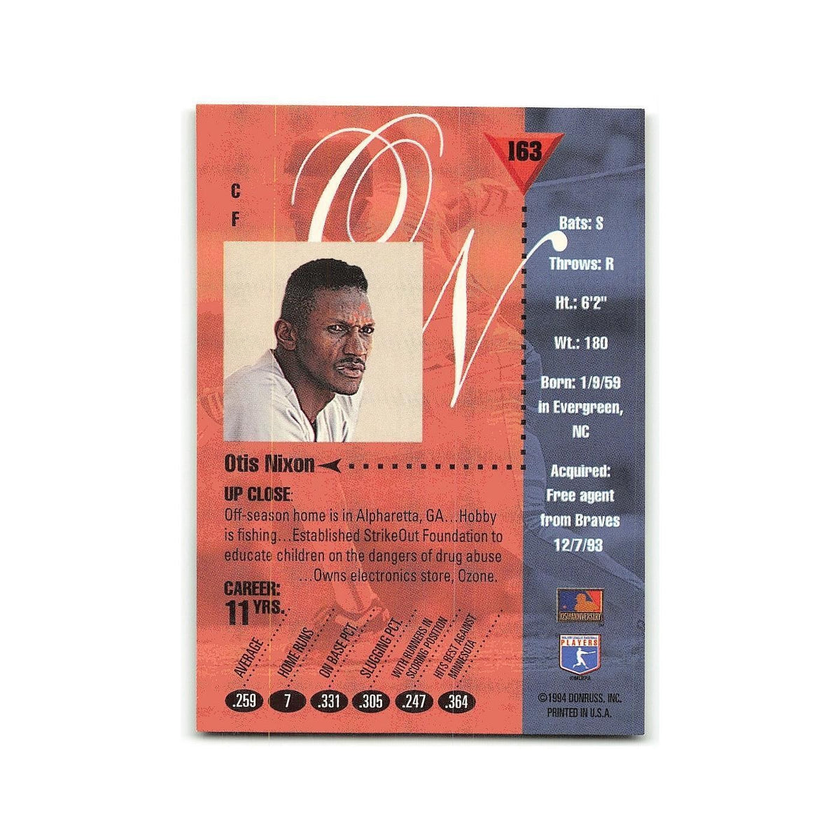 Otis Nixon 1994 Studio #163 Boston Red Sox Baseball Card NM
