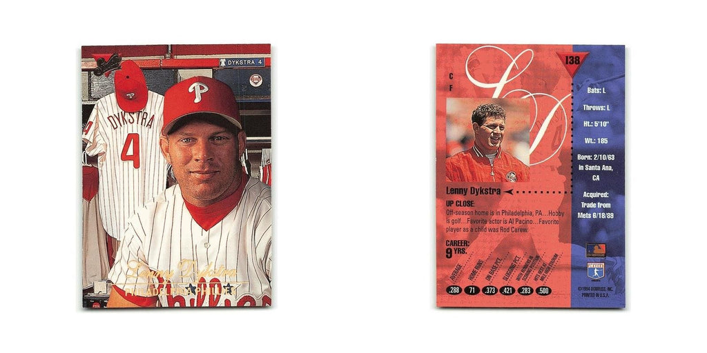 Lenny Dykstra 1994 Studio #138 Philadelphia Phillies Baseball Card NM